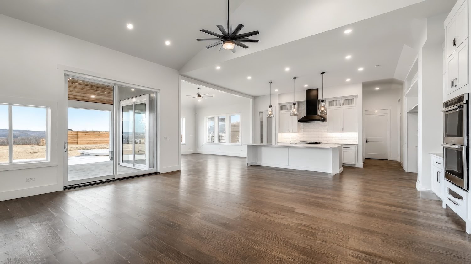 Interior real estate photo of an open-concept great room